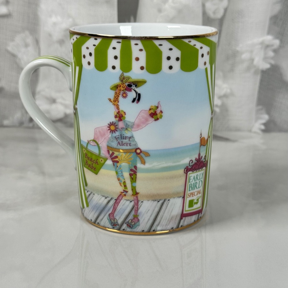Cape Shore Fancy Flirty Flamingo Double Sided Mug Coastal Beachy Funky Retired